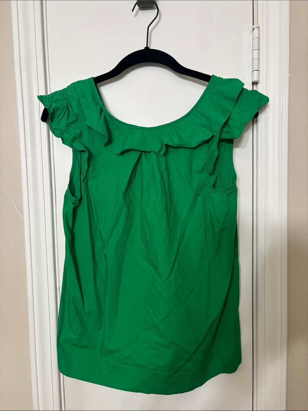 JCrew Green Ruffle Top